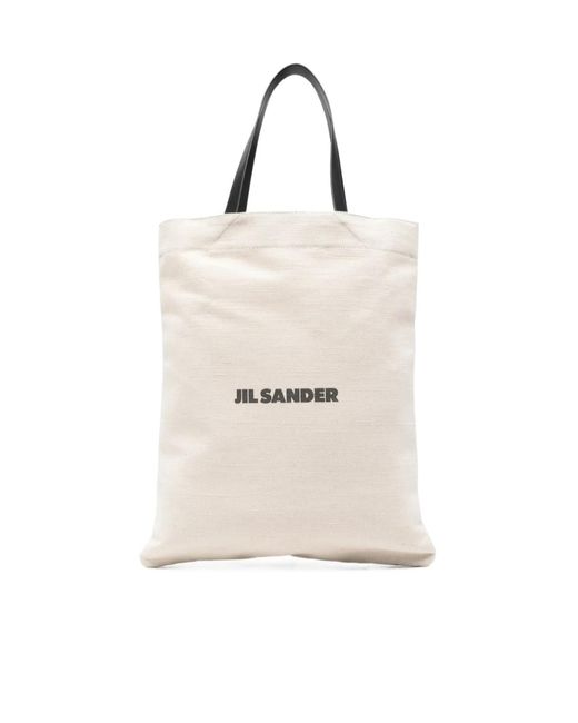Jil Sander Natural Book Logo Tote Bag