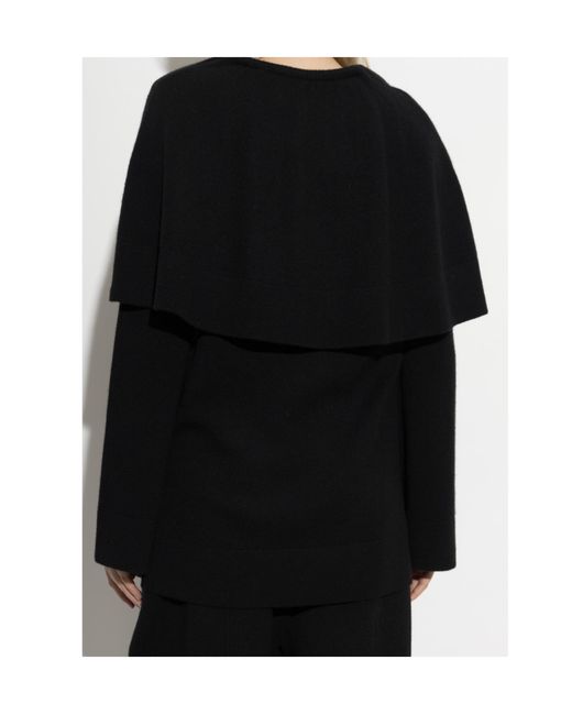 Lisa Yang Black Jaylani Cape-Overlay Knitted Sweater
