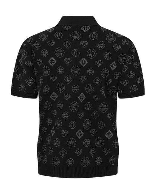 Casablanca Black Logo Embroidered Polo Shirt for men