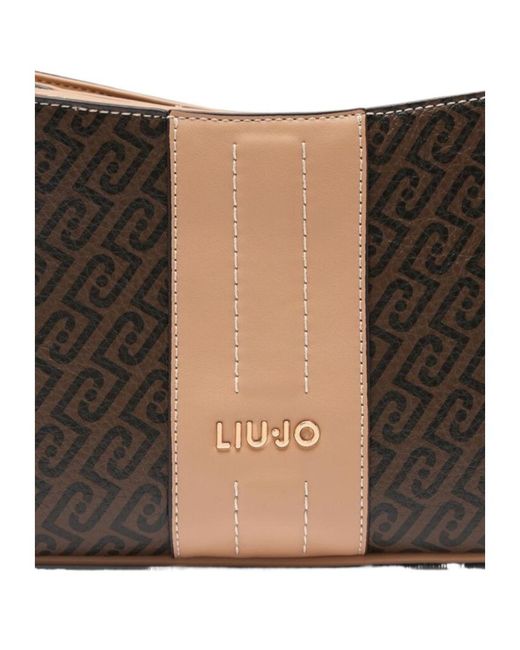 Liu Jo Brown Monogram Detachable Shoulder Bag