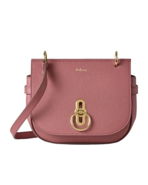 Mulberry Pink Amberley Logo Detailed Small Shoulder Bag