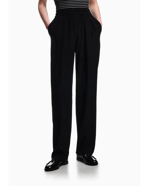 Emporio Armani Black Loose Fit High Waist Trousers