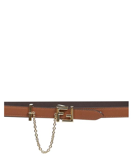 Fendi White Ff Buckle Chain Detailed Belt