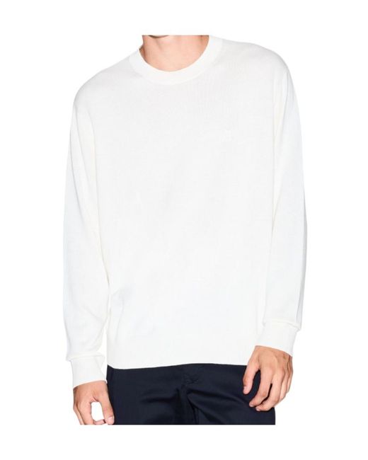 ARMANI EXCHANGE White Logo-Motif Crew-Neck Sweater for men