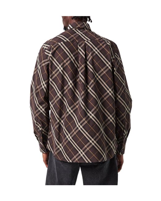 Burberry Brown Long Sleeve Patterned Shirt for men