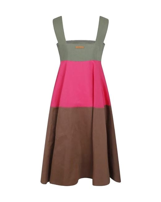Marni Pink Colorblock Empire Midi Dress