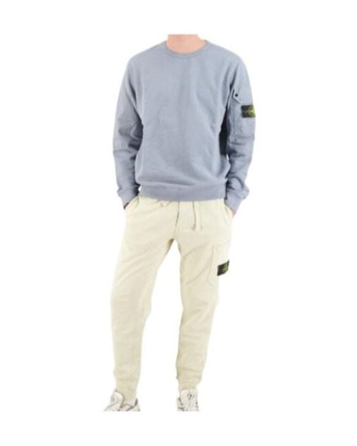 Stone Island Blue Compass-Badge Cotton Sweatshirt for men