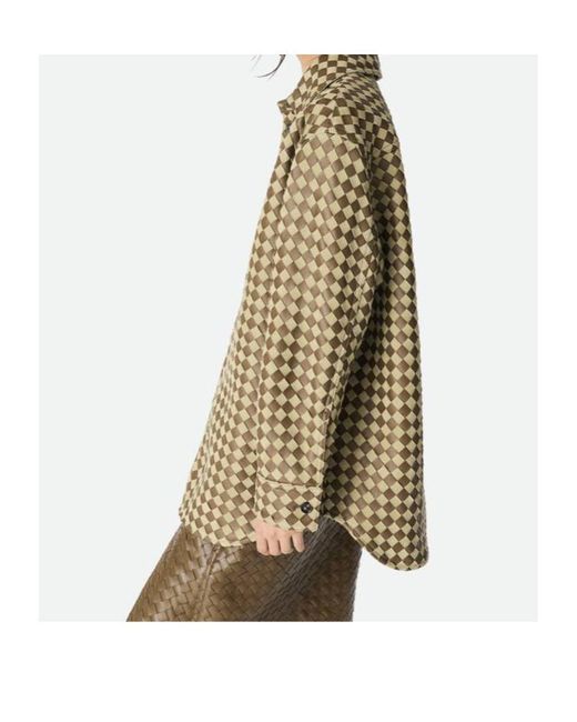 Bottega Veneta Natural Intrecciato Leather And Suede Shirt