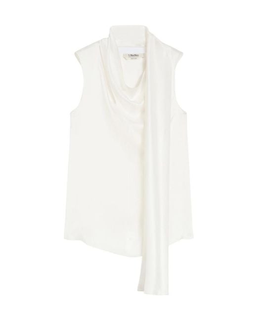 Max Mara White 'S Dry Draped Sleeveless Top