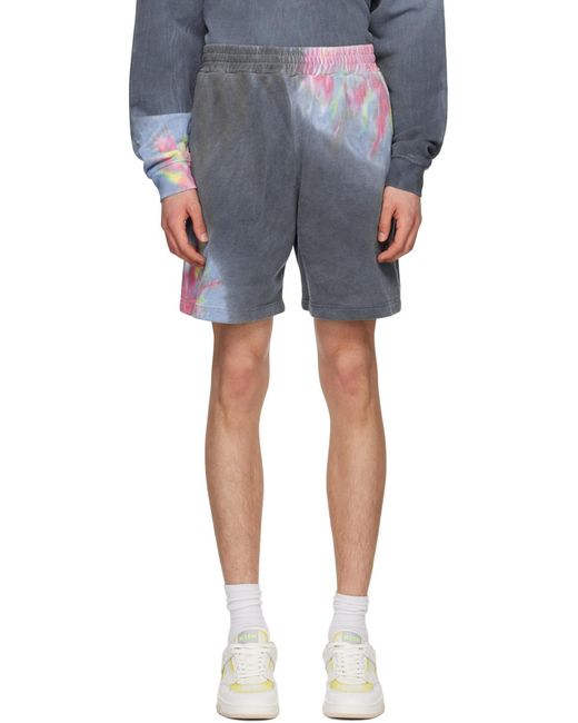 MSGM Blue Logo Printed Tie Dyed Bermuda Shorts for men
