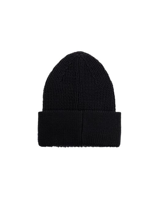 DSquared² Black Logo Patch Knitted Beanie for men