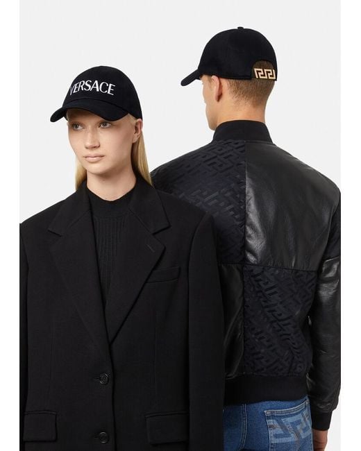 Versace Black Logo Embroidered Baseball Cap for men