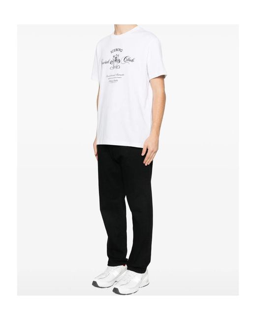 Iceberg White Graphic T-Shirt for men