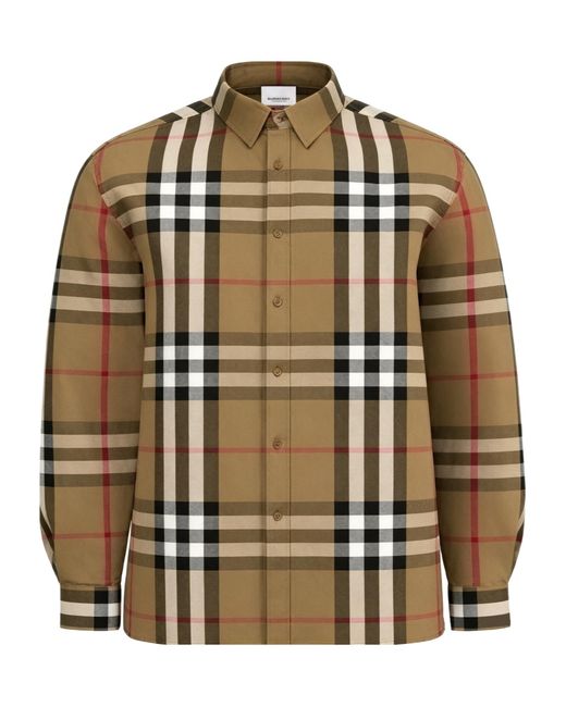 Burberry Brown Long-Sleeved Plaid Shirt for men