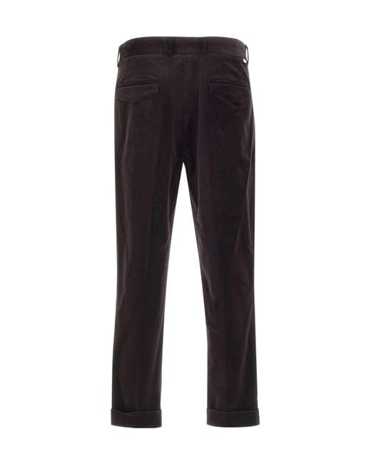 Paolo Pecora Black Stretch Velvet Pants for men