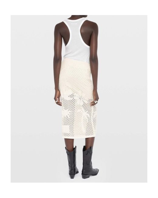 Zadig & Voltaire Natural Open-Knit Midi Skirt