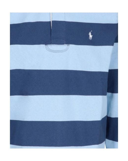 Polo Ralph Lauren Blue Striped Long-Sleeved Polo Shirt for men