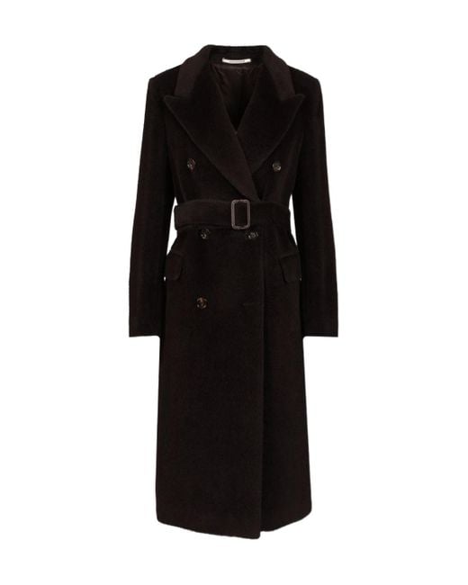 Tagliatore Black Double-Breasted Belted Coat
