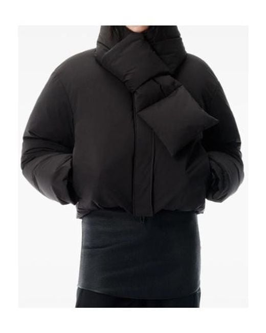 Alexander Wang Black Zip-Up Puffer Cropped Jacket