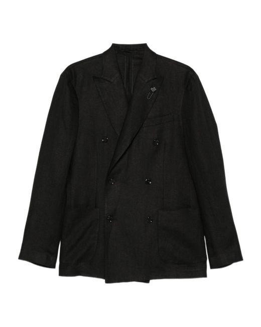 Lardini Black Double-Breasted Blazer for men