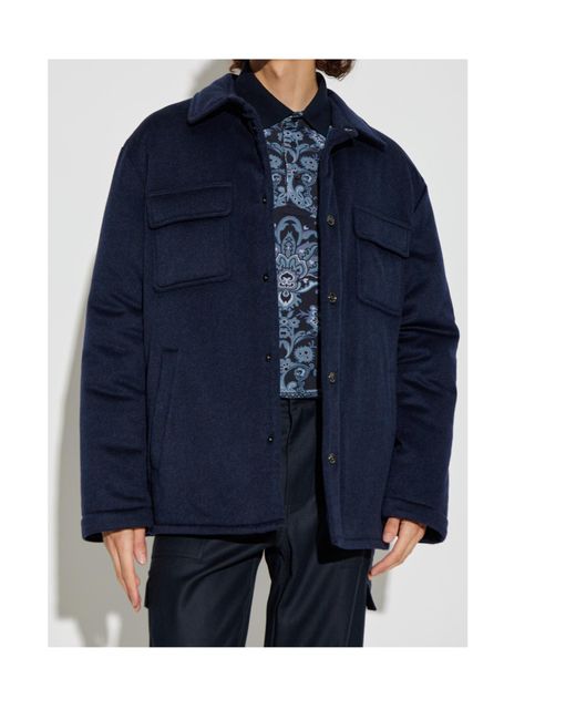 Etro Blue Patch-Pocket Cashmere Jacket for men