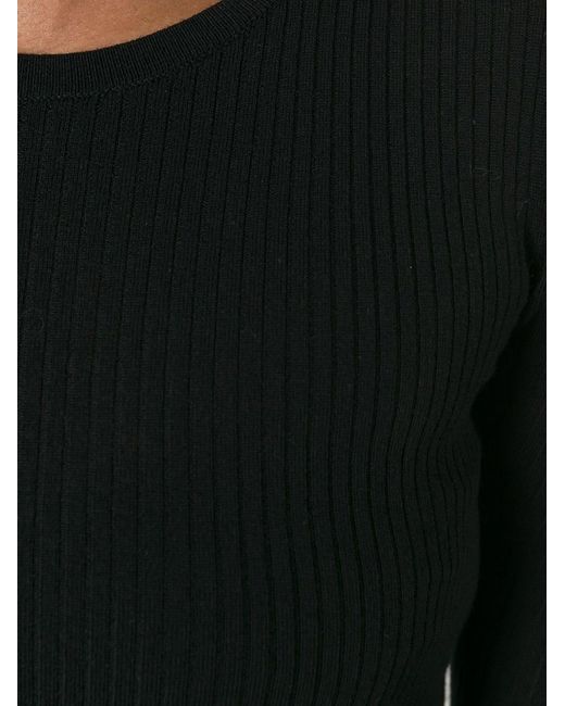 Theory Black Ribbed-Knit Slim-Fit Crewneck Jumper