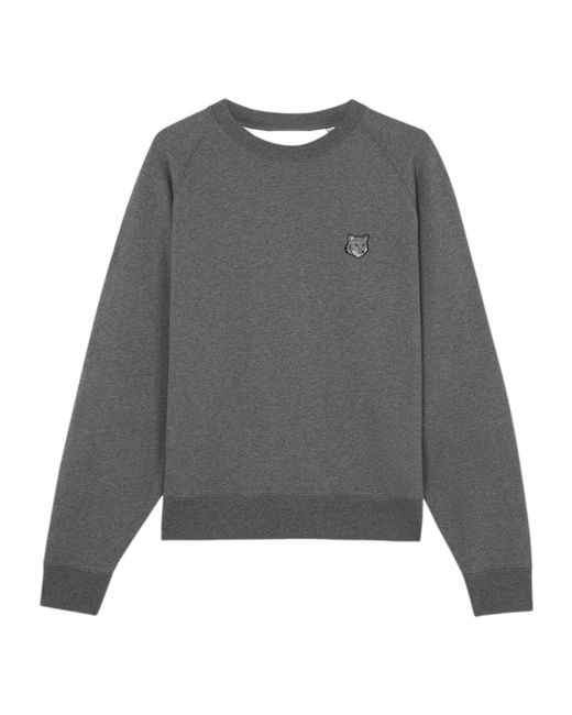 Maison Kitsuné Gray Maison Kitsuné Bold Fox Head Patch Oversized Sweatshirt for men