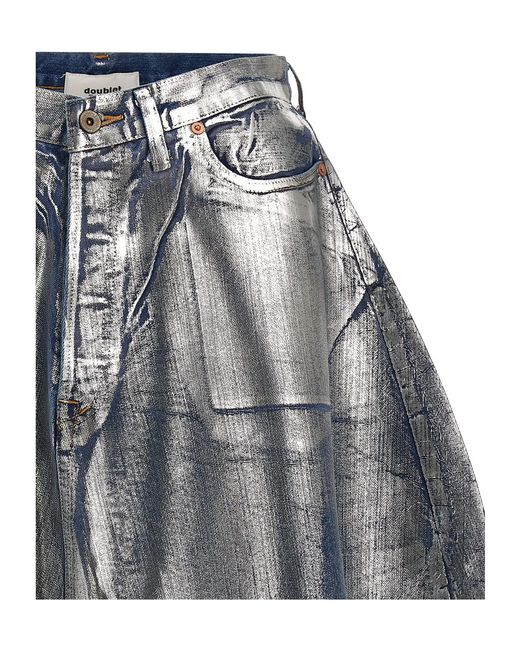 Doublet Gray Denim Shorts With Belt Loops for men