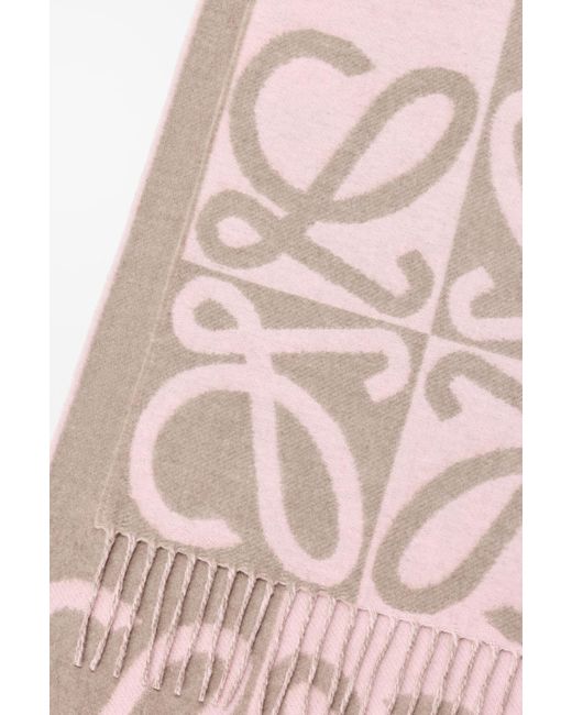 Loewe Pink Anagram Fringed Scarf