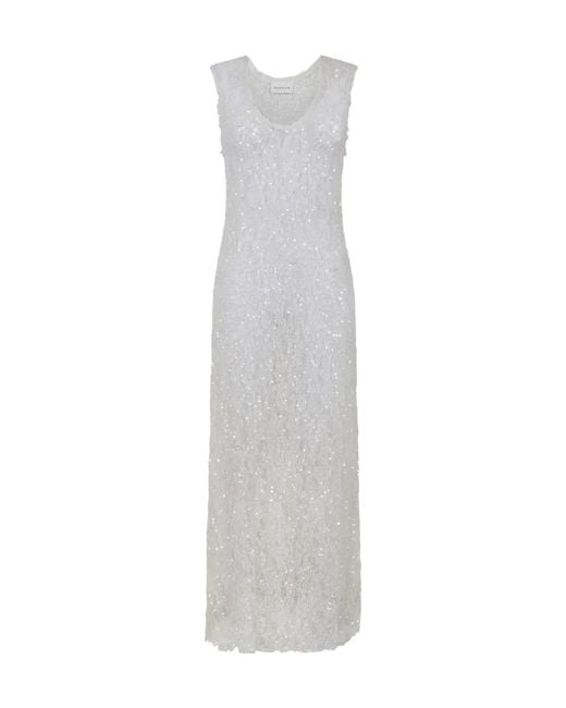 P.A.R.O.S.H. White Noodles Lace Trim Dress