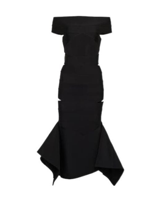 Alexandre Vauthier Black Off-Shoulder Knit Midi Dress