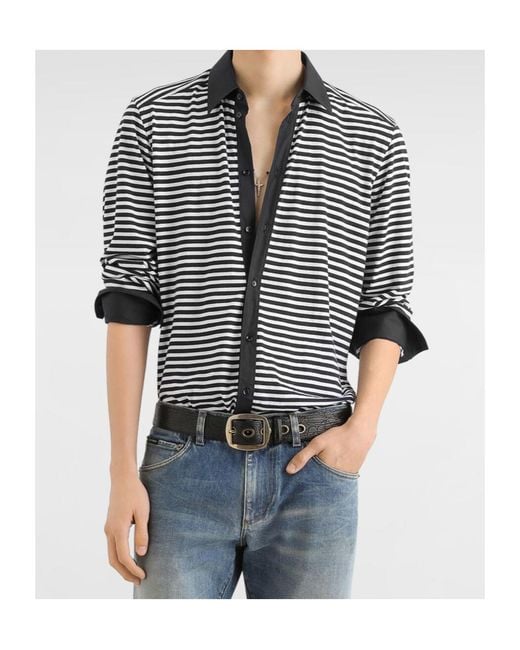 Dolce & Gabbana Black Striped Shirt for men