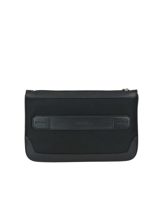 Bally Black Embossed Logo Clutch Bag for men
