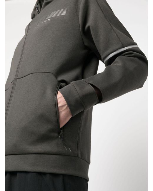 EA7 Gray Logo-Print Zip-Up Hoodie for men