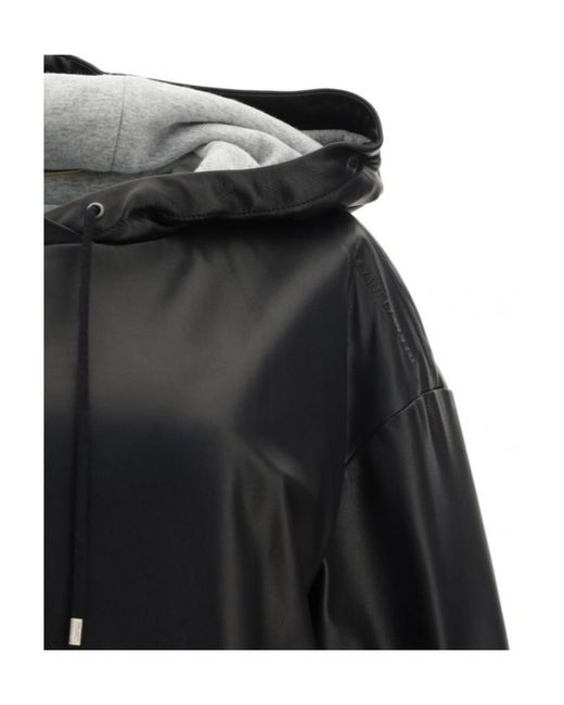 Saint Laurent Black Leather Hooded Jacket