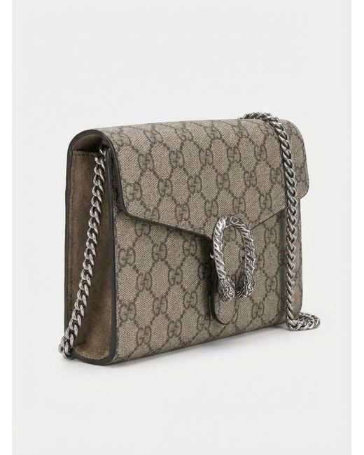 Gucci Gray Gg Supreme Chain Wallet