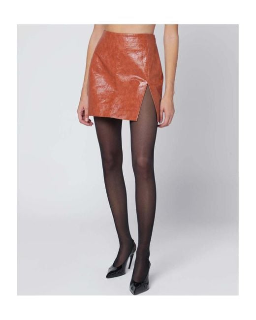 ANDAMANE Red Faux Leather Mini Skirt