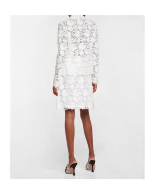 Giambattista Valli White Single-Breasted Fringed Lace Jacket