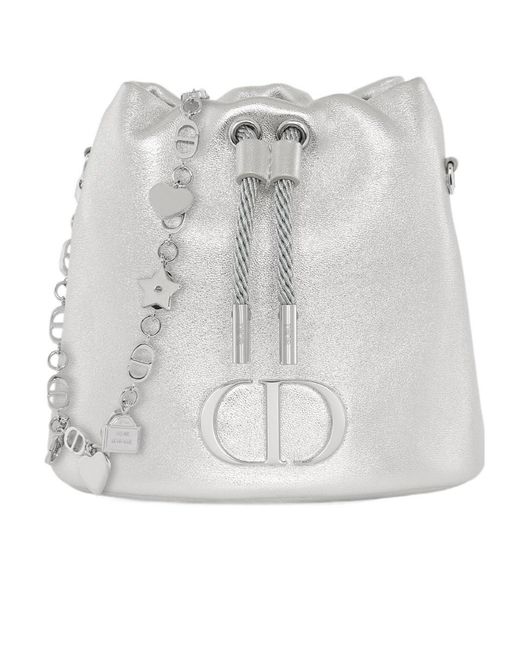 Dior Gray Drawstring Shoulder Bag