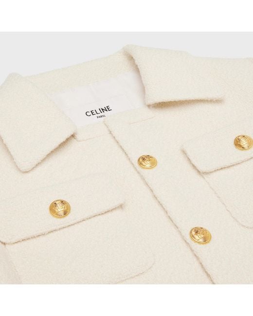 Céline White Cropped Chelsea Jacket With Button