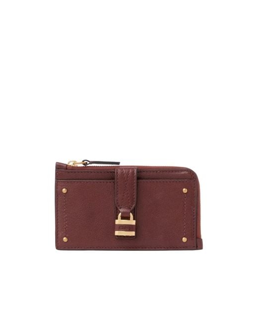 Chloé Purple Locker-Detail Strap Leather Wallet