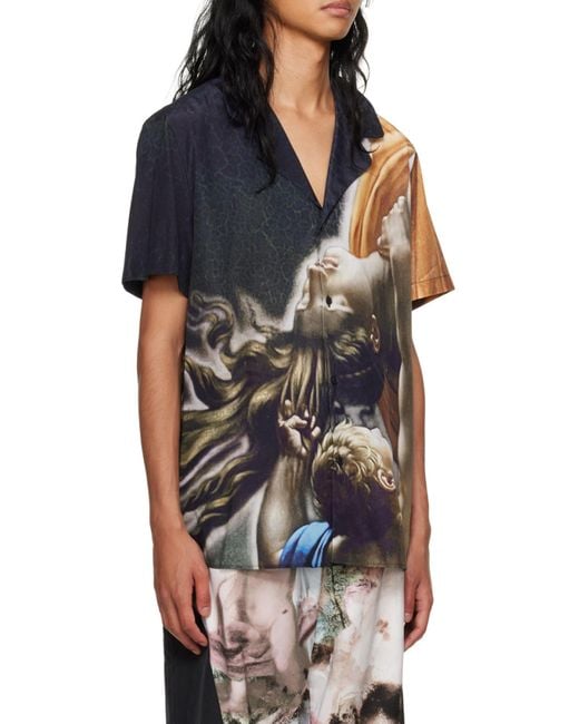 Balmain Black Trompe-L'Œil-Print Shirt for men