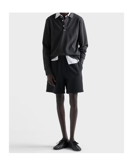 Prada Black Long-Sleeved Cotton Polo Shirt for men