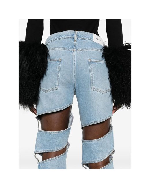 Coperni Blue Cut-Out Logo Patch Jeans