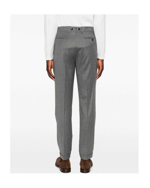 Berwich Gray Pleated Wool Trousers for men