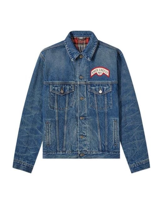 Gucci Blue Patch Detail Oversized Denim Jacket for men