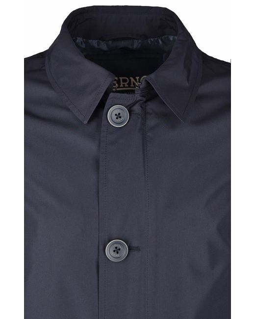 Herno Blue Single-Breasted Buttoned Shirt Coat for men