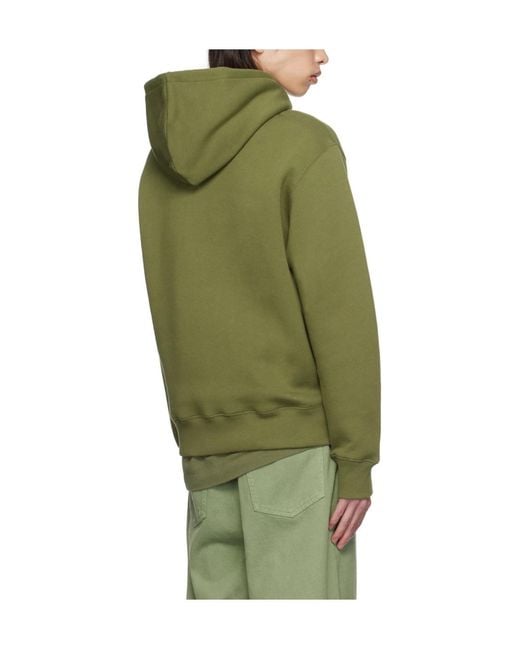 Maison Kitsuné Green Maison Kitsuné Bold Fox Head Patch Drawstring Hoodie for men