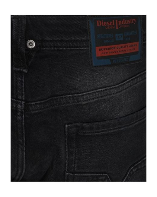 DIESEL Black Logo Patch Straight-Leg Skinny Jeans for men