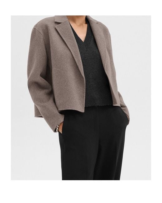 Theory Gray Double-Sided Wool Cashmere Casual Cardigan Jacket